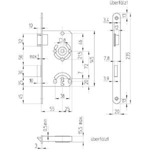Produktbild für Einsteckschloss Alpertec 36051330, DIN links