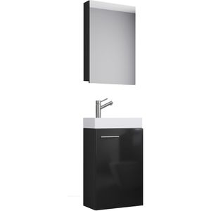 Waschtisch VCM Slito, 914137, mit Spiegelschrank, schwarz