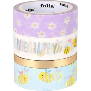 Washi-Tape Folia 26452 Hotfoil, mit Glanzeffekt, Bees gold