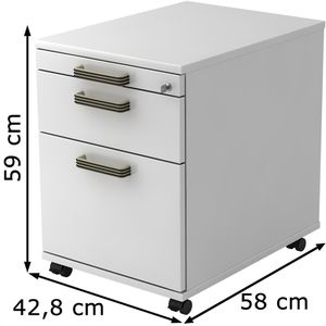 Produktbild für Rollcontainer Hammerbacher Solid AC20, aus Holz, weiß