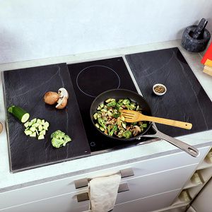 Produktbild für Herdabdeckplatte Kesper Schieferoptik, aus Sicherheitsglas