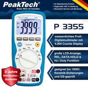 Produktbild für Multimeter PeakTech P 3355, digital, RMS