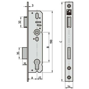 Produktbild für Einsteckschloss BASI ES 9585-3516 DIN links/rechts