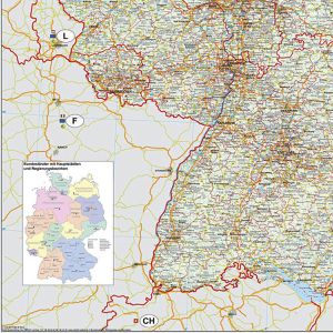 Produktbild für Deutschlandkarte Franken KA301P, Straßenkarte, mit Alurahmen