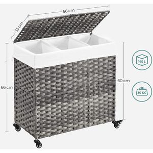 Produktbild für Wäschekorb Songmics LCB363G01, grau, mit 3 Fächern