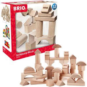BRIO Bausteine 30113, ab 1 Jahr, Natur Holzbausteine, 50 Stück