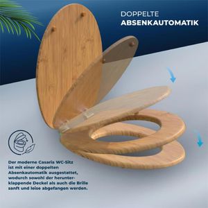 Produktbild für WC-Sitz CASARIA Toilettendeckel Bambus 108586, oval, aus Holz