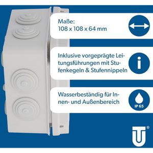 Produktbild für Abzweigdose Unitec 40210L, wasserdicht IP65 für außen