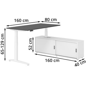 Produktbild für Schreibtisch Hammerbacher XBHM, 30760, graphit, mit Sideboard