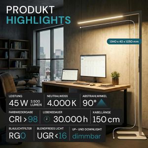 Produktbild für Stehlampe Luxula LX700135, LED, weiß, 194 cm