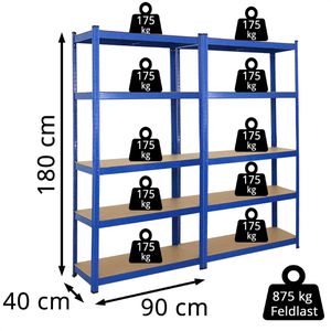 Produktbild für Schwerlastregal PROREGAL Ragnar, 5 Holzböden
