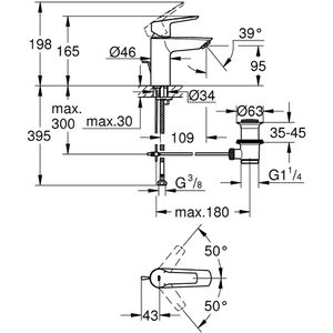 Produktbild für Waschtischarmatur GROHE Start S-Size, 24209002, verchromt