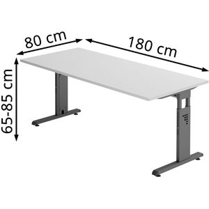 Produktbild für Schreibtisch Hammerbacher O-Serie, lichtgrau / graphit
