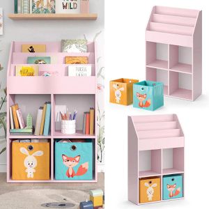 Produktbild für Bücherregal Vicco Luigi, rosa, mit 2 Faltboxen