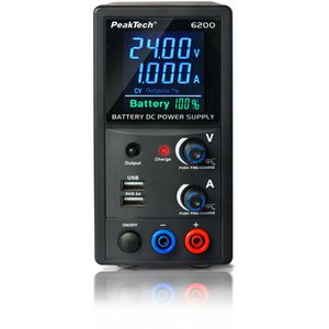 Produktbild für Labornetzteil PeakTech P 6200, Akku-Labornetzeil, LCD &amp; USB-A