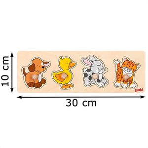 Produktbild für Motorikspielzeug Goki Hund, Ente, Hase &amp; Katze