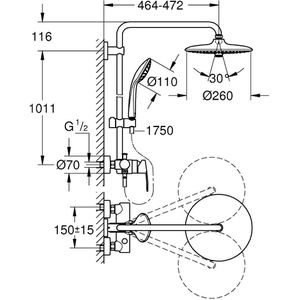 Produktbild für Duschsystem GROHE Vitalio Joy System 260, 27684001, verchromt