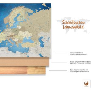 Produktbild für Europakarte Lana-KK Meerestiefe, mit Holzrahmen