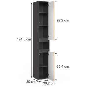 Produktbild für Badschrank Vicco Majest, anthrazit / artisan eiche