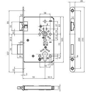 Produktbild für Einsteckschloss BKS 0515, DIN links