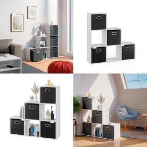 Produktbild für Bücherregal Vicco 51202, weiß, mit 4 Faltboxen