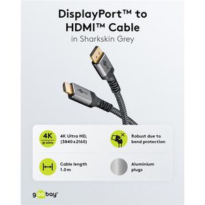 Produktbild für Displayport-Kabel Goobay 65268, 4K UHD, DP 1.2