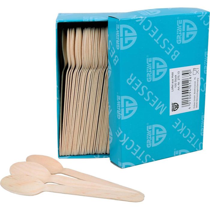 Gräwe Einwegbesteck 275.13, Holz, Löffel, 16,2 cm, 100 Stück – Böttcher AG