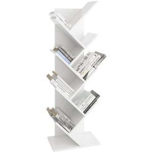 FMD-Möbel Bücherregal Büchen 1, 267-001, 125 weiß, x Böttcher 41,6 AG aus 7 – Fächer 26cm, x Holz