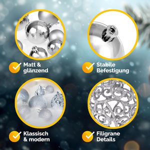 Produktbild für Weihnachtskugeln Deuba 102112, silber