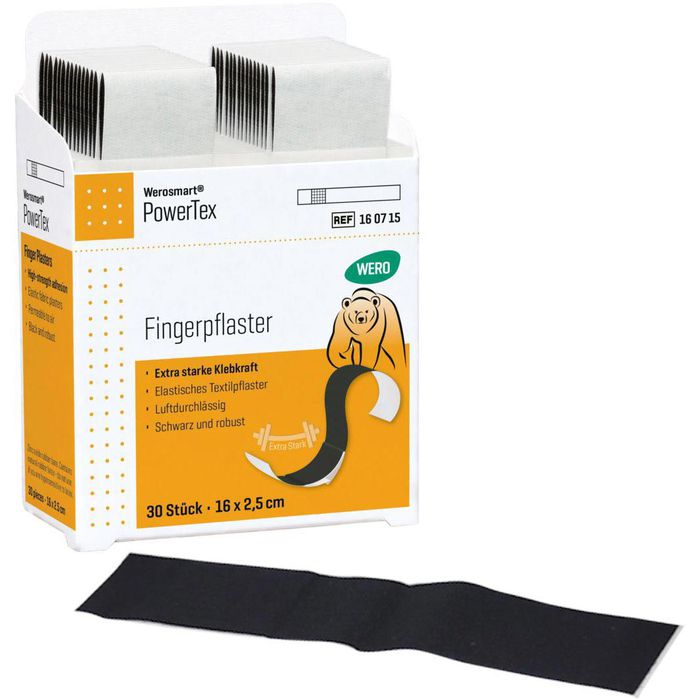 Wero Pflaster PowerTex Fingerpflaster, 30 Strips, extra stark, elastisch,  16 x 2,5cm – Böttcher AG