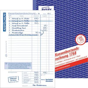 Kassenbuch Zweckform 1758 Kassenbestandsrechnung