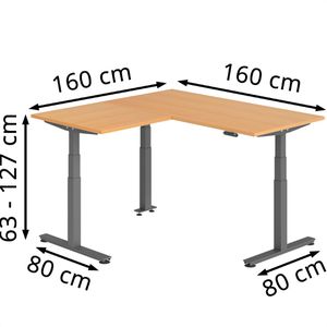 Produktbild für Schreibtisch Hammerbacher XDSMW, buche / graphit