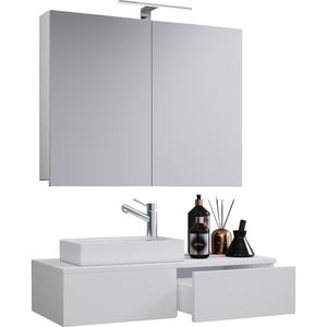 Produktbild für Waschtisch VCM Gudas, 914835, mit Spiegelschrank, weiß
