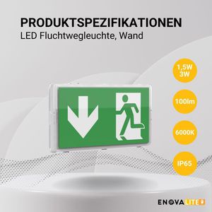 Produktbild für Notbeleuchtung Enovalite ELED200104 Fluchtwegleuchte LED, Akku