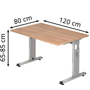 Produktbild für Schreibtisch Hammerbacher O-Serie, nussbaum / silber