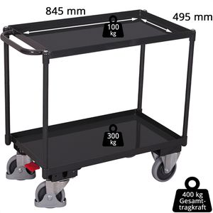 Produktbild für Tischwagen VARIOfit sw-500.510/AG, aus Metall