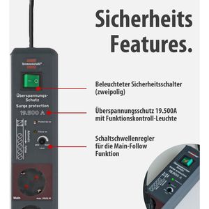 Produktbild für Steckdosenleiste Brennenstuhl Secure-Tec, 3m Kabel