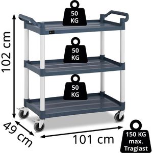 Produktbild für Servierwagen Royal-Catering grau, aus Aluminium / Kunststoff