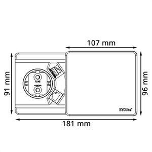 Produktbild für Einbausteckdose EVOline Square80, schwarz, mit 3 m Kabel
