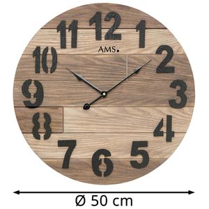 Produktbild für Wanduhr AMS 9569, Holz, analog, Quarzuhr