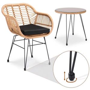 Produktbild für Bistrotisch CASARIA 108348, natur / schwarz, UV-beständig,rund
