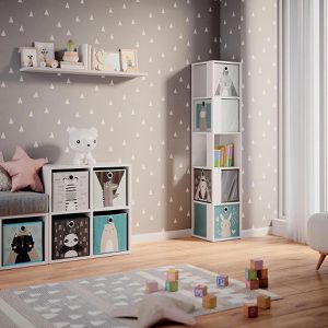 Produktbild für Bücherregal Vicco Lio, weiß, mit 4 Faltboxen