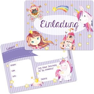 Einladungskarten Papierdrachen Einhorn, für Kindergeburtstage