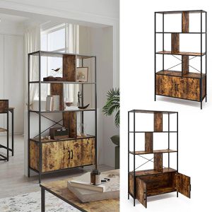 Produktbild für Bücherregal Vicco Fyrk, schwarz / dunkelbraun