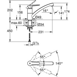 Produktbild für Küchenarmatur GROHE Start Eco 31685000, chrom