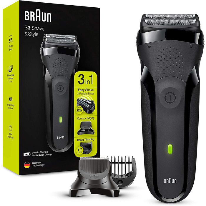 für 300BT – mit Elektrorasierer Trimmer, AG Braun Böttcher Shave Trockenrasierer, Herren, & 3 Style, schwarz Series