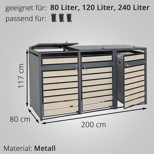 Produktbild für Mülltonnenbox Mendler HWC-J81, Metall