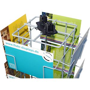 Produktbild für Prospekthalter Fluhr KK40, drehbar, silber
