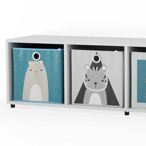 Produktbild für Bücherregal Vicco Ludus, weiß, mit 4 Faltboxen