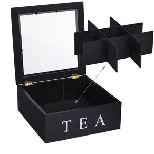 Produktbild für Teebox Relaxdays 10047497, für Teebeutel, schwarz, aus Bambus